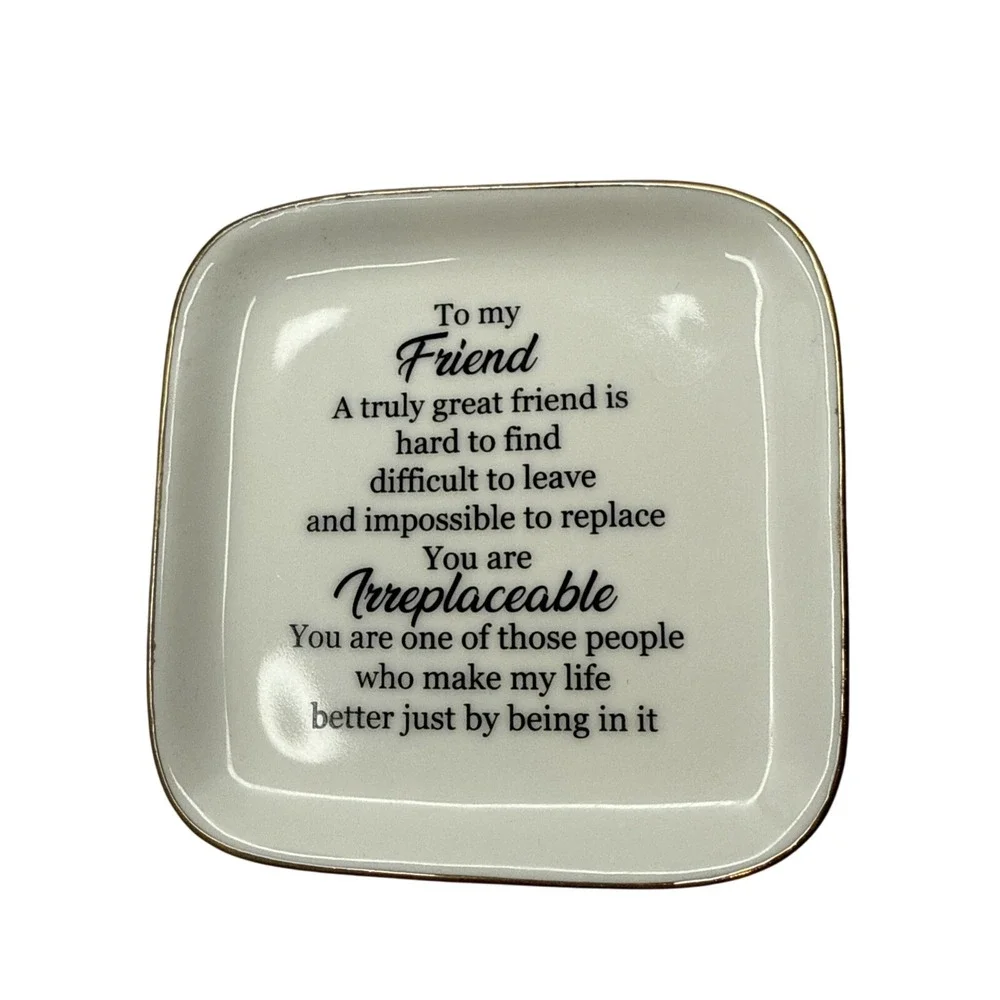 Scwhousi Ceramic Jewelry Tray/Dish-Gift For A Friend-Gold White Black‎